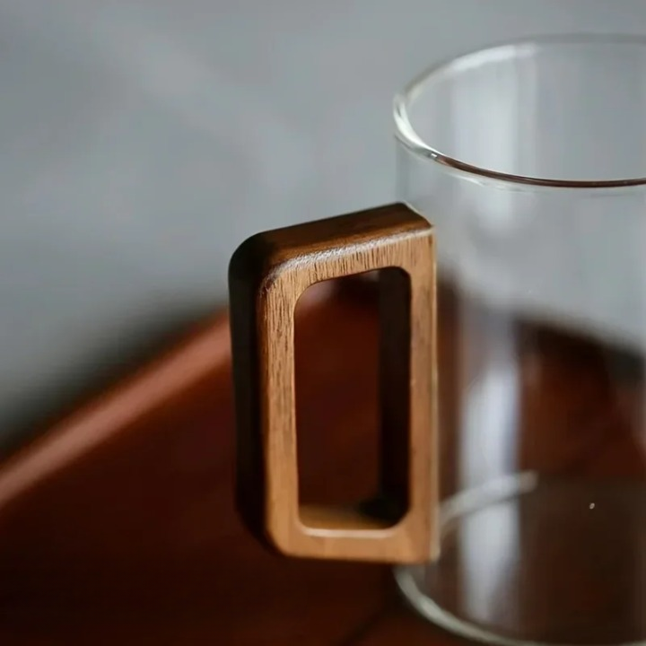 Brewster Glass Cups with Walnut Handle